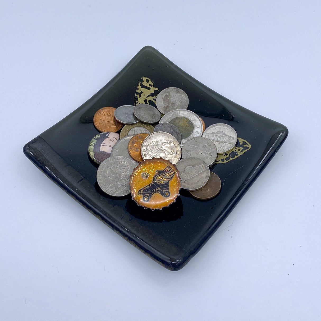 Death's Head Moth 4.5" Handmade Fused Glass Catch-all Dish