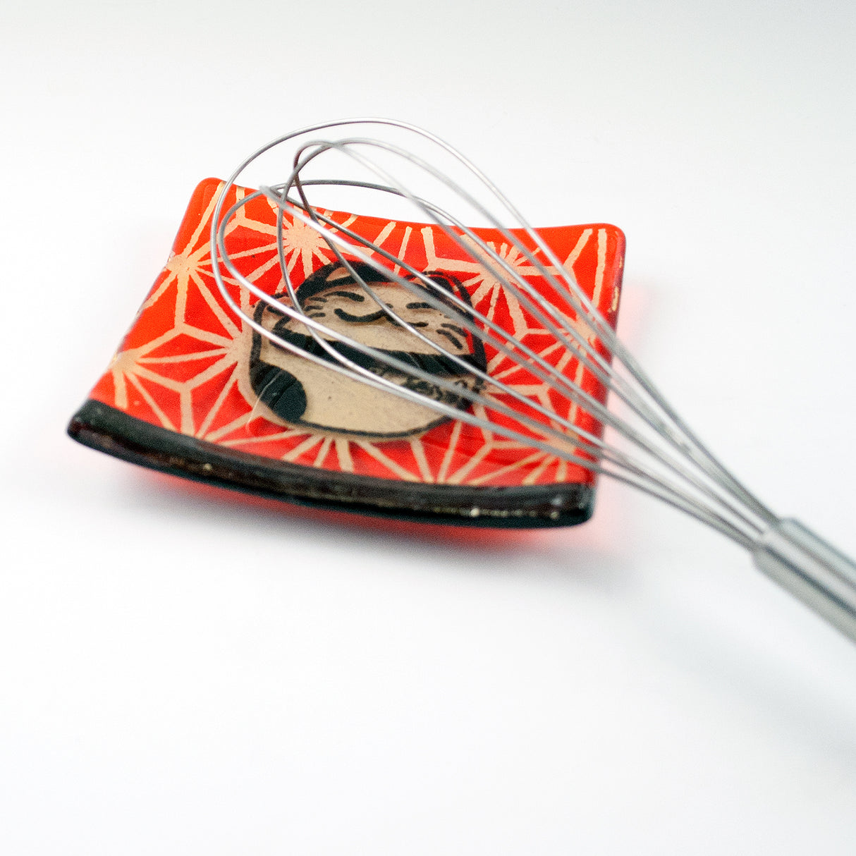 Maneki Neko Lucky Cat 4.5" Handmade Fused Glass Catch-all Dish