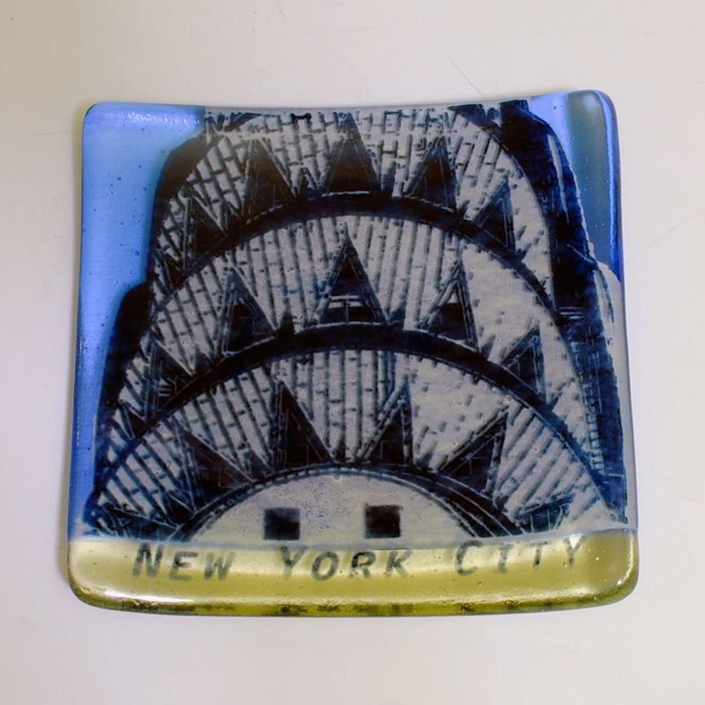 New York City Chrysler Building 4.5" Handmade Fused Glass Catch-all Dish