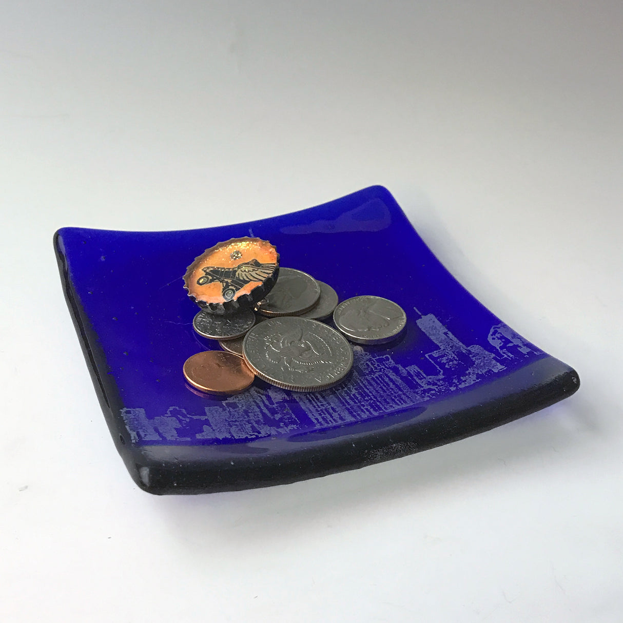 New York City Empire State Building 4.5" Handmade Fused Glass Catch-all Dish - made to order