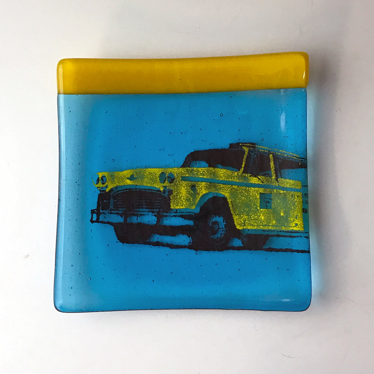 New York City Taxicab 4.5" Handmade Fused Glass Catch-all Dish - made to order