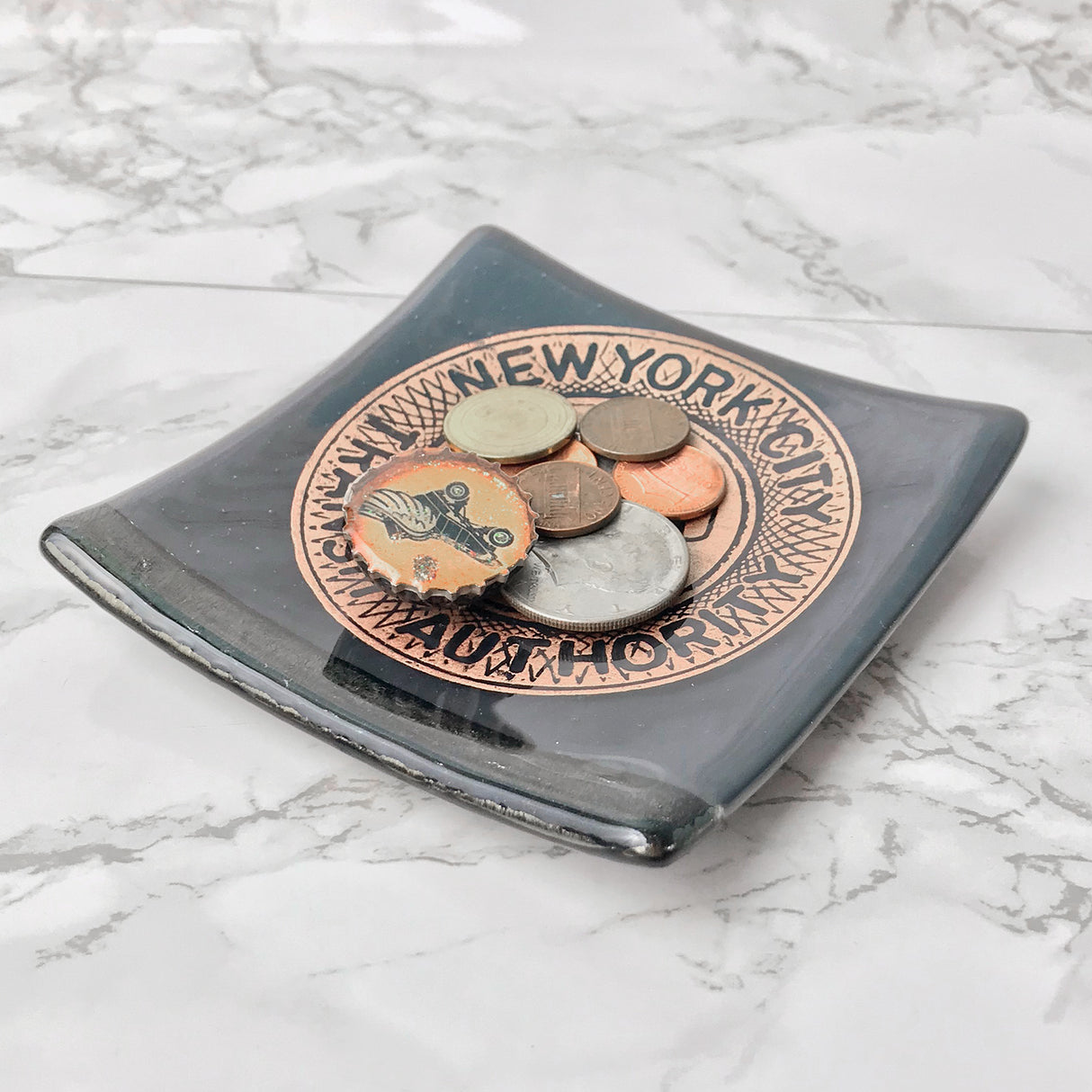 New York City Subway Token 4.5" Handmade Fused Glass Catch-all Dish - made to order