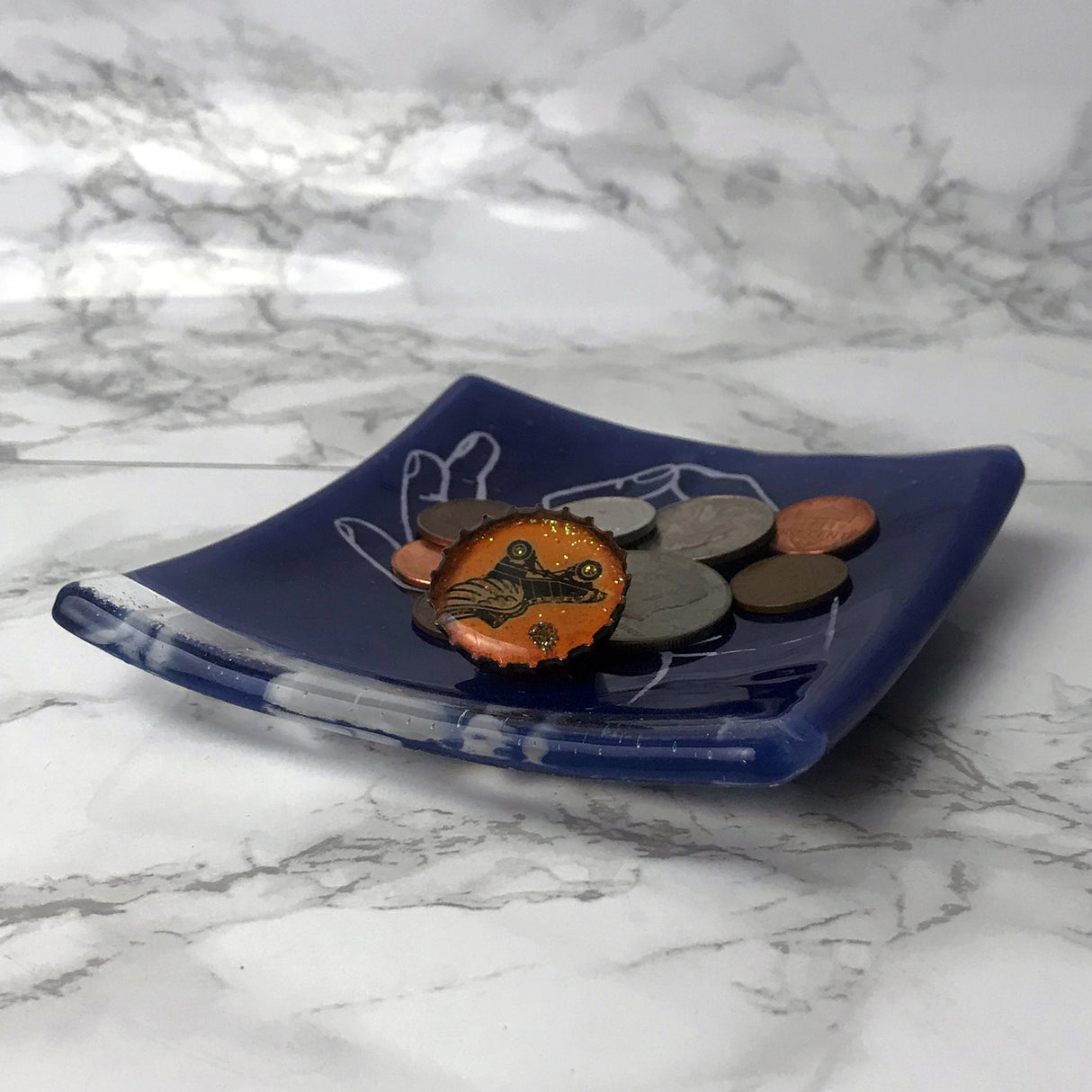 Om 4.5" Handmade Fused Glass Catch-all Dish