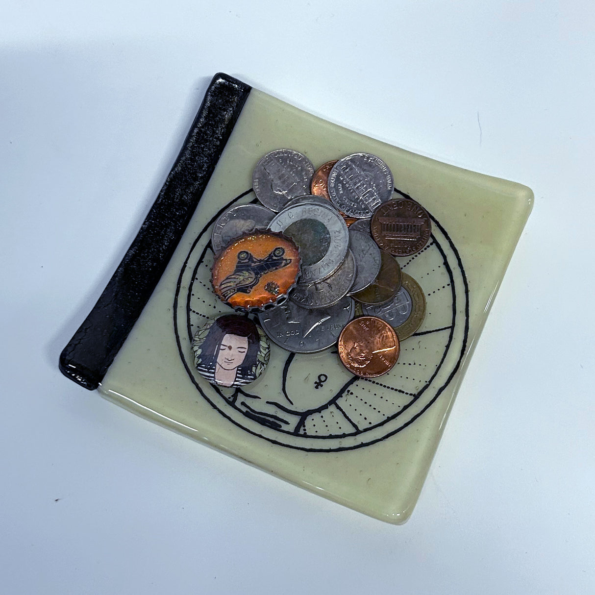 Palmistry 4.5" Handmade Fused Glass Catch-all Dish