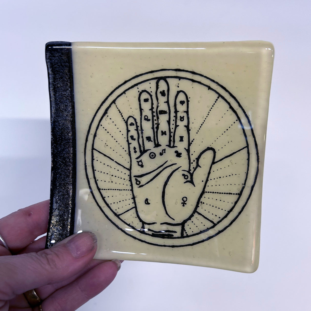 Palmistry 4.5" Handmade Fused Glass Catch-all Dish