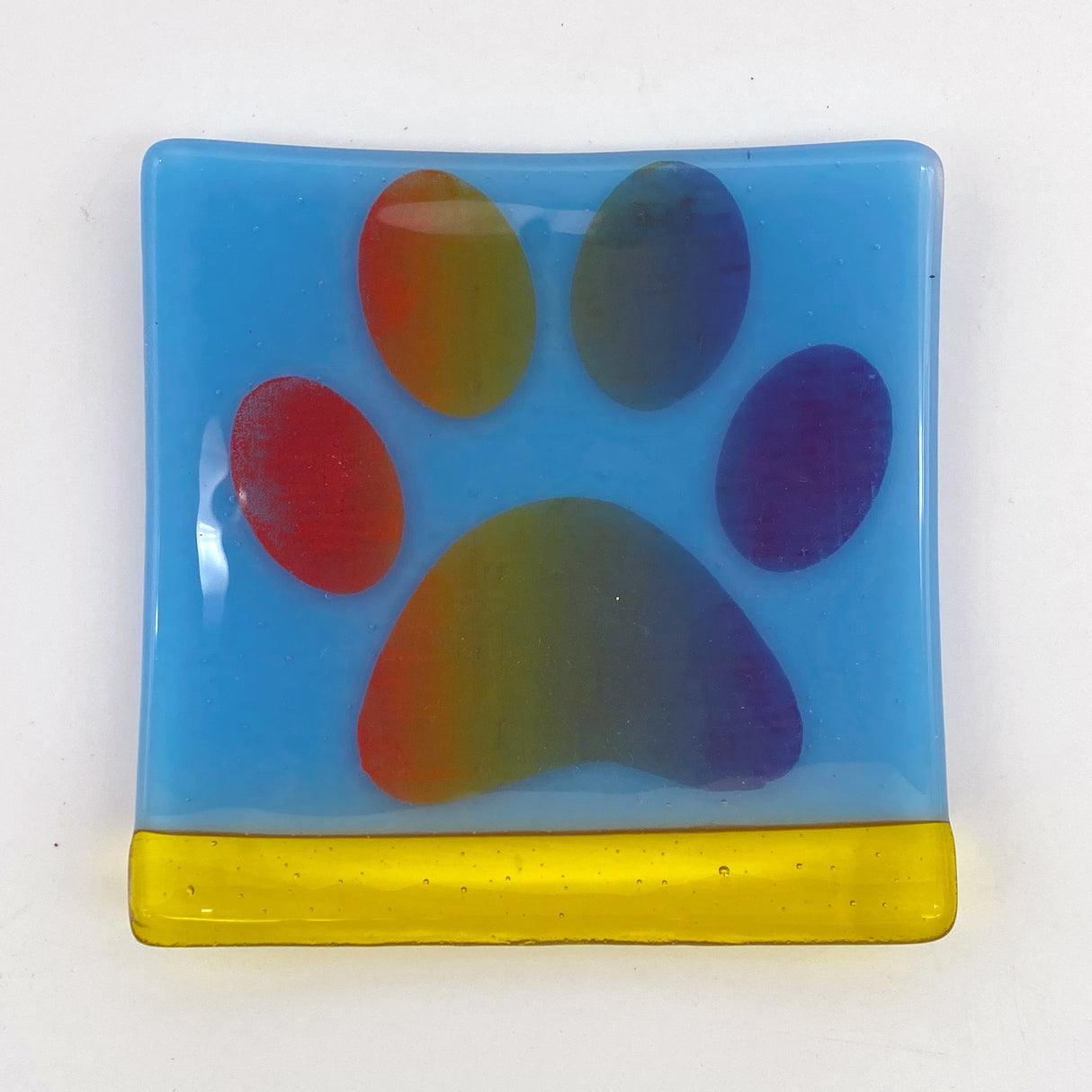 Pawprint 4.5" Handmade Fused Glass Catch-all Dish