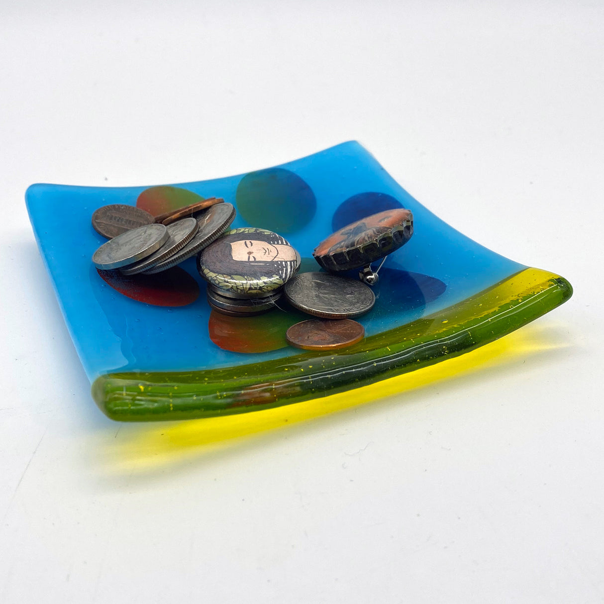 Pawprint 4.5" Handmade Fused Glass Catch-all Dish