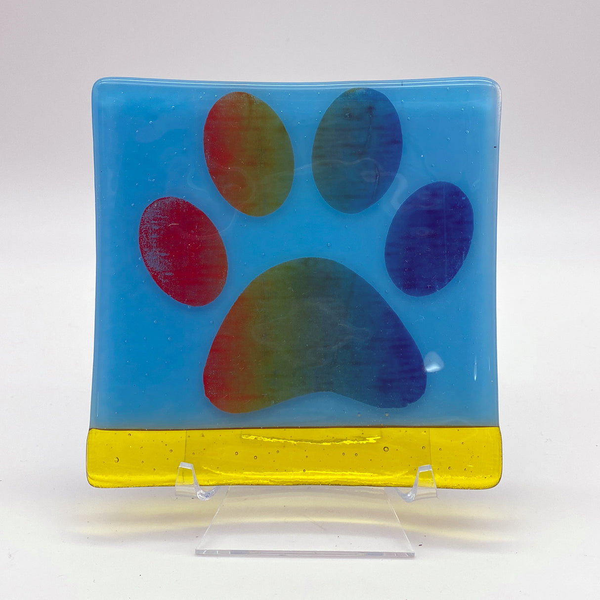 Pawprint 4.5" Handmade Fused Glass Catch-all Dish