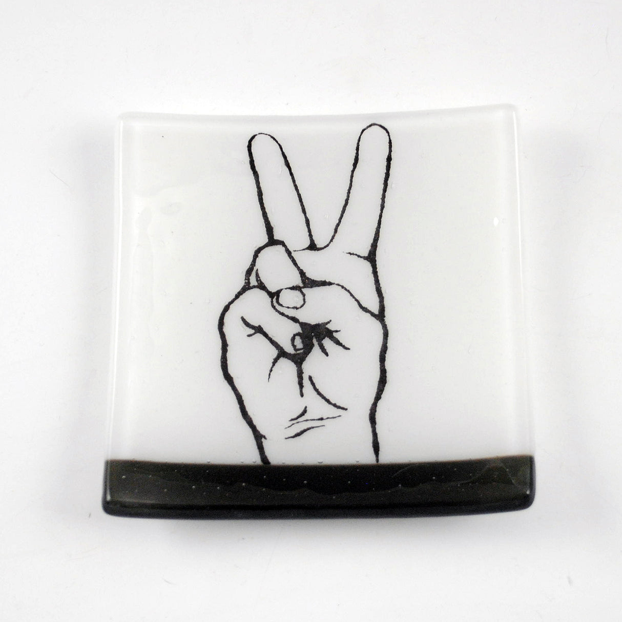 Peace Sign 4.5" Handmade Fused Glass Catch-all Dish