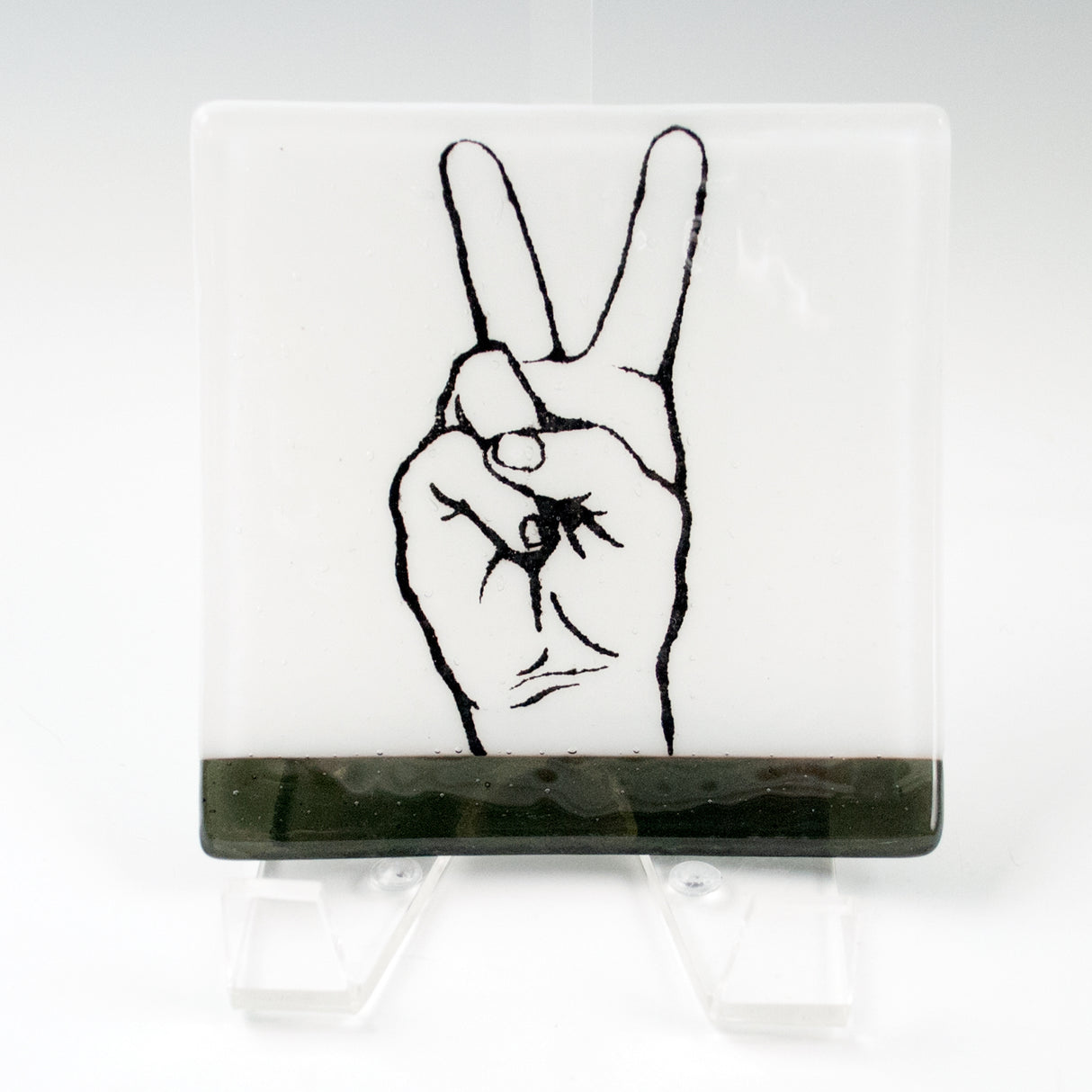 Peace Sign 4.5" Handmade Fused Glass Catch-all Dish