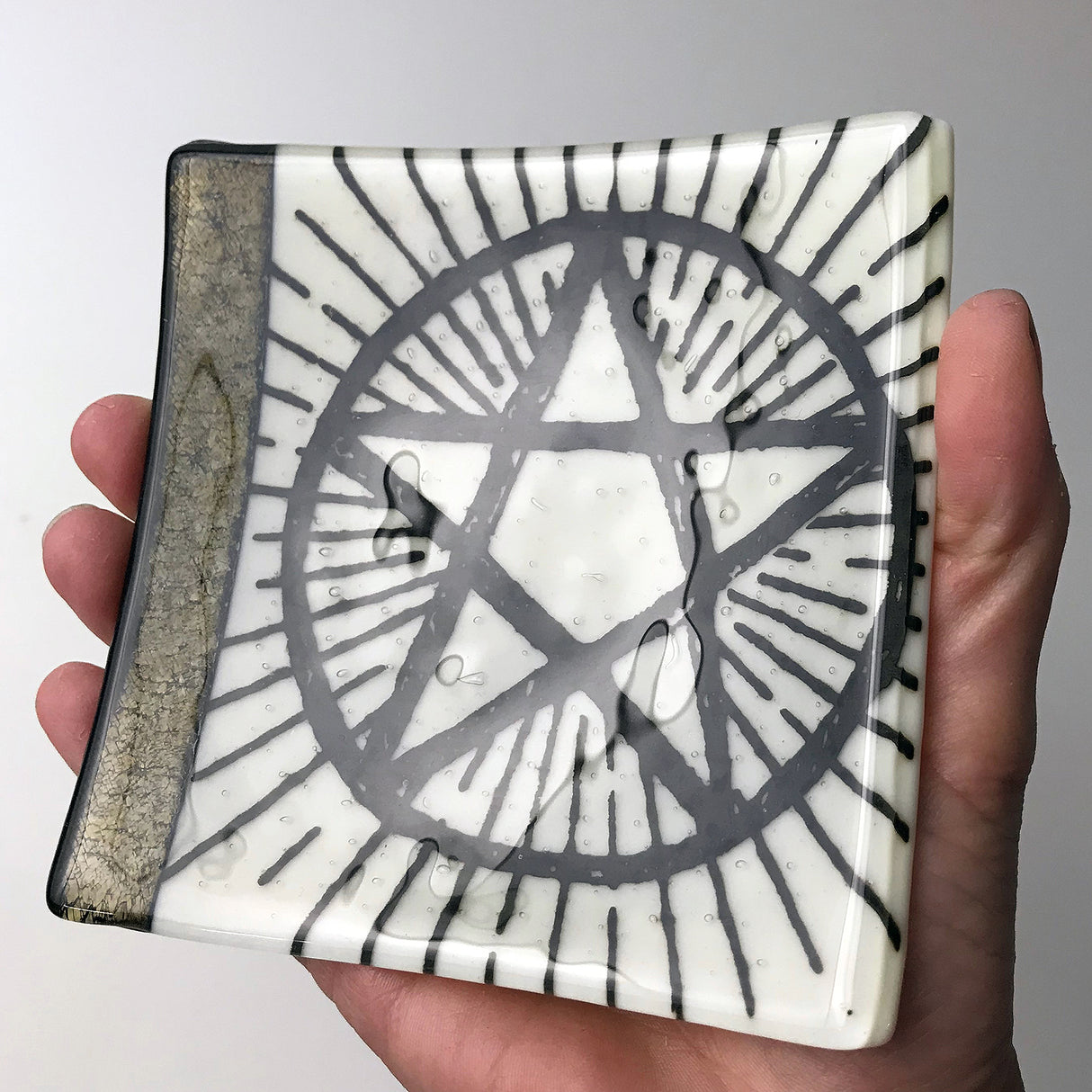 Pentagram 4.5" Handmade Fused Glass Catch-all Dish