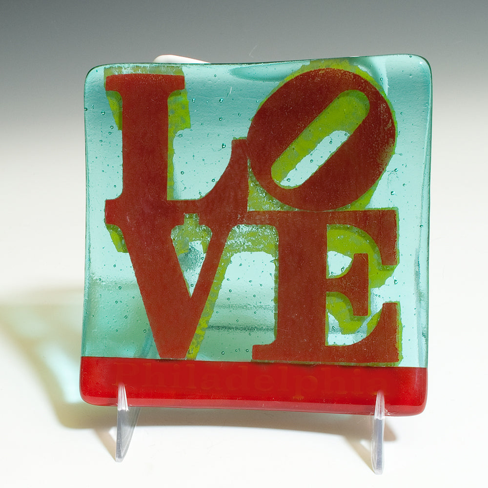 Philadelphia LOVE 4.5" Handmade Fused Glass Catch-all Dish