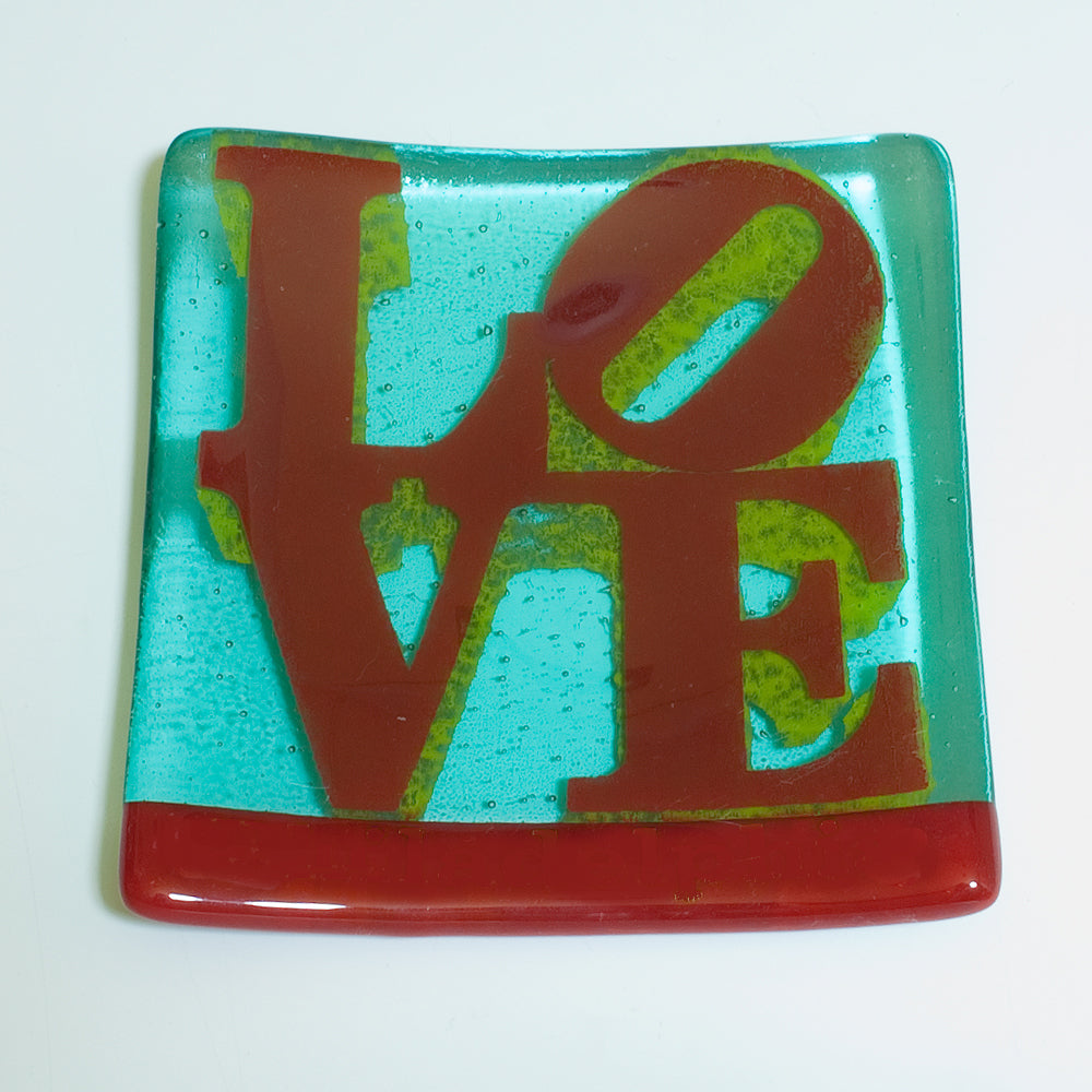 LOVE 4.5" Handmade Fused Glass Catch-all Dish