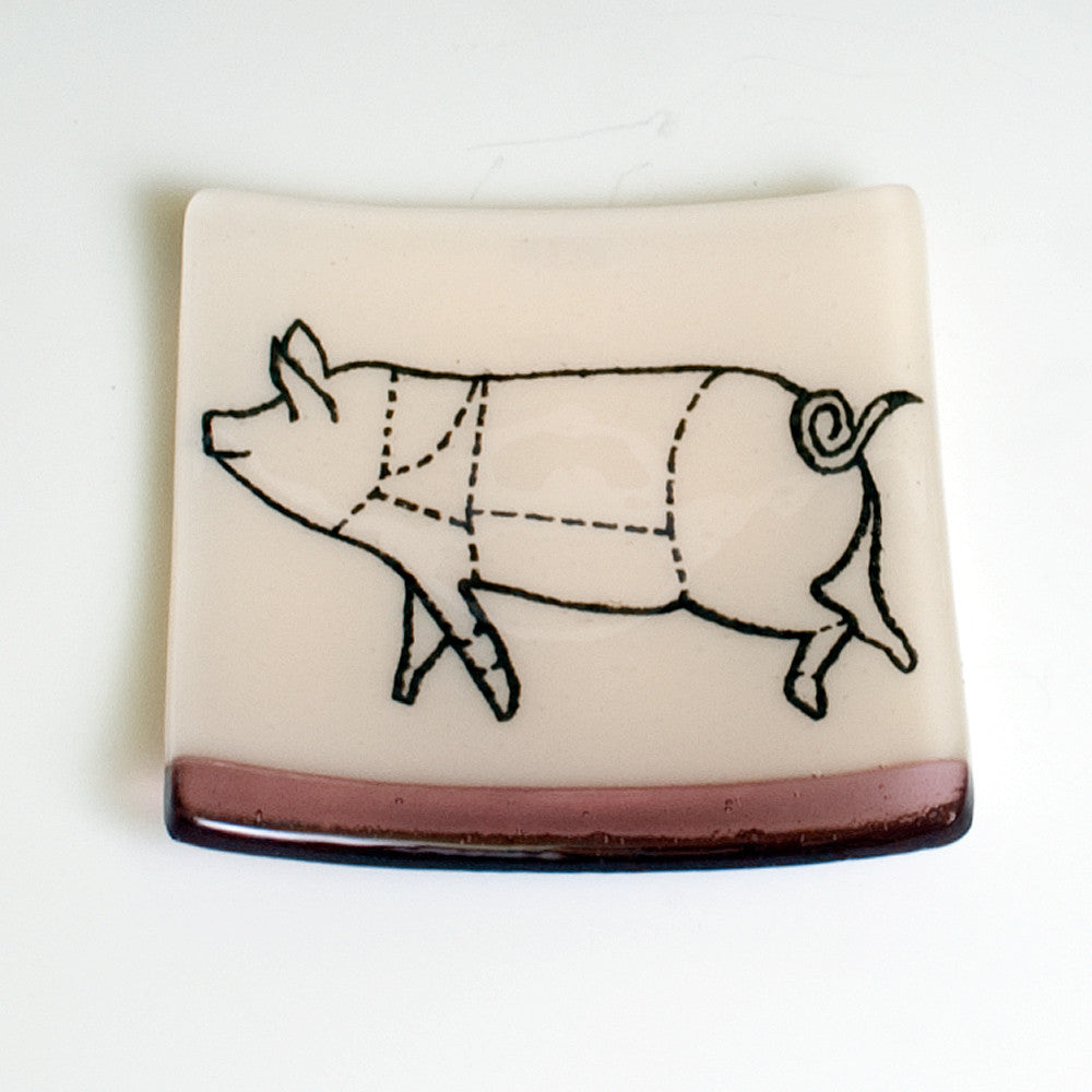 Pig 4.5" Handmade Fused Glass Catch-all Dish
