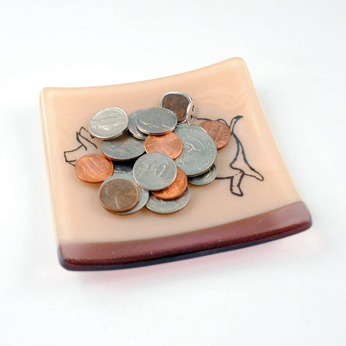 Pig 4.5" Handmade Fused Glass Catch-all Dish