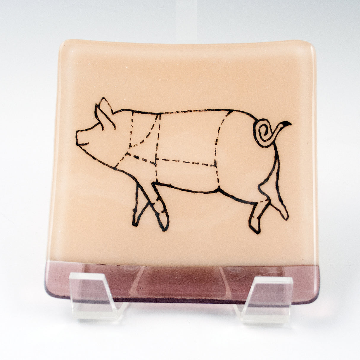 Pig 4.5" Handmade Fused Glass Catch-all Dish