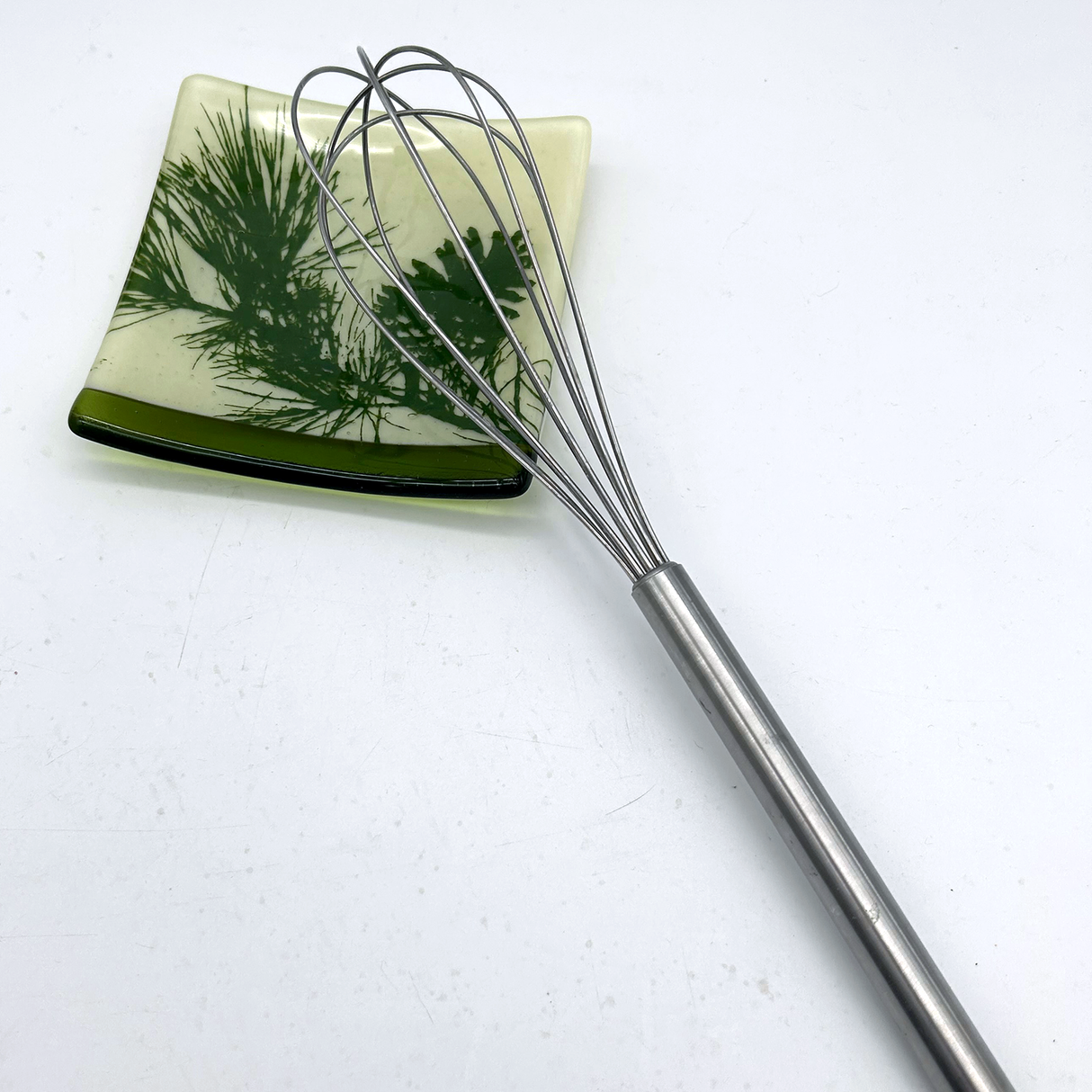 Pine Bough and Cone 4.5" Handmade Fused Glass Catch-all Dish