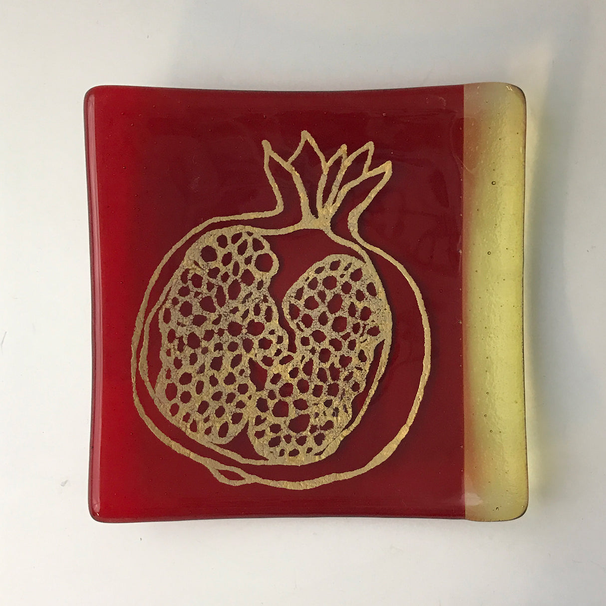 Pomegranate 4.5" Handmade Fused Glass Catch-all Dish