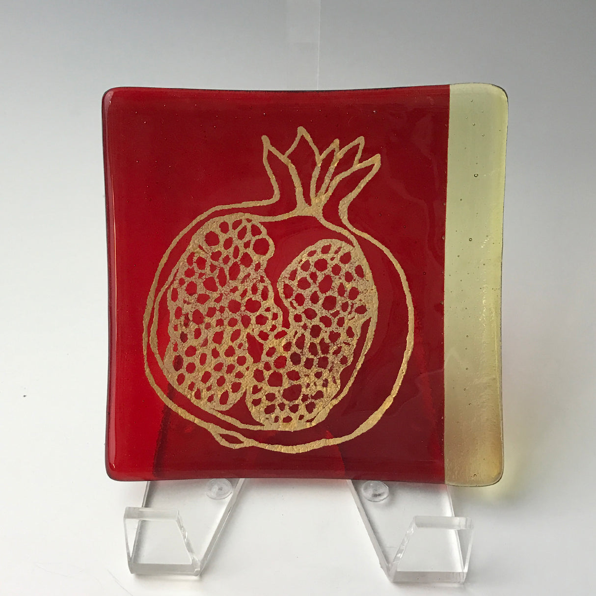 Pomegranate 4.5" Handmade Fused Glass Catch-all Dish