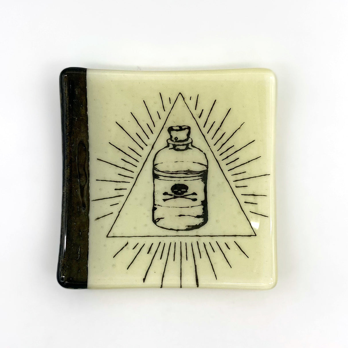 Potion Bottle 4.5" Handmade Fused Glass Catch-all Dish