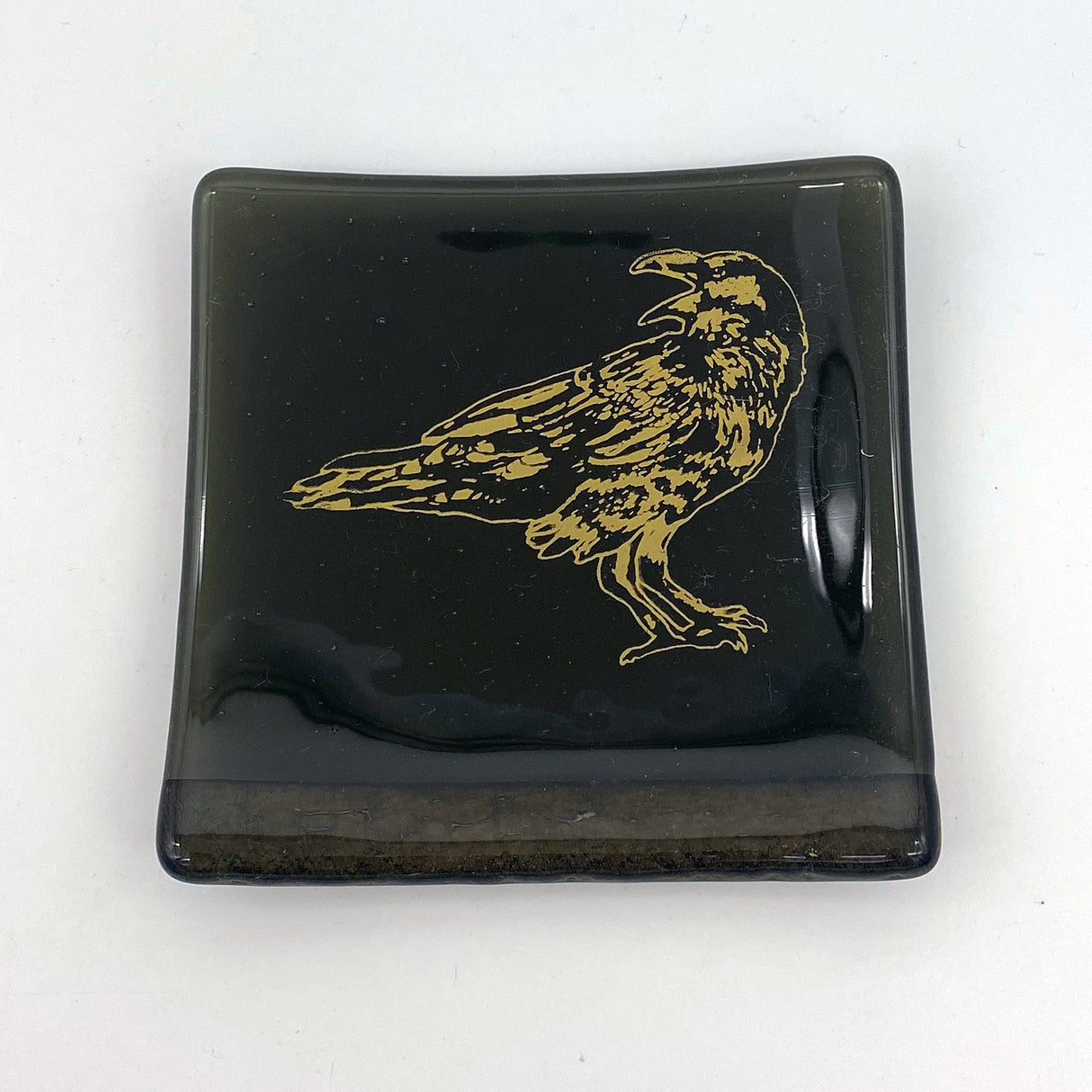 Raven 4.5" Handmade Fused Glass Catch-all Dish