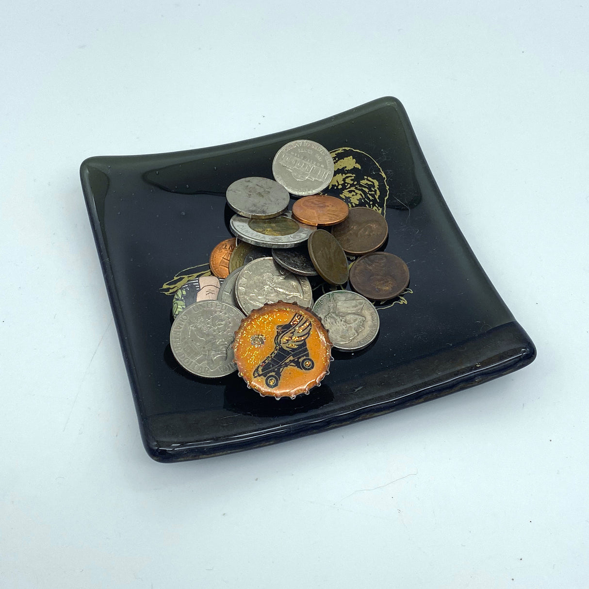 Raven 4.5" Handmade Fused Glass Catch-all Dish