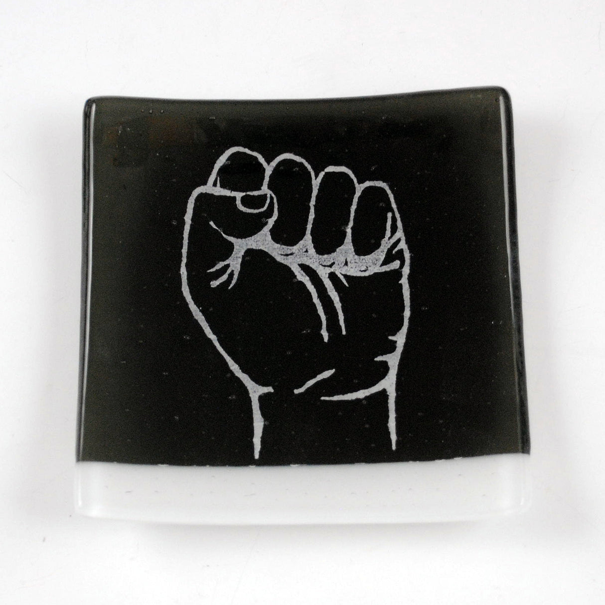 Resist Fist 4.5" Handmade Fused Glass Catch-all Dish