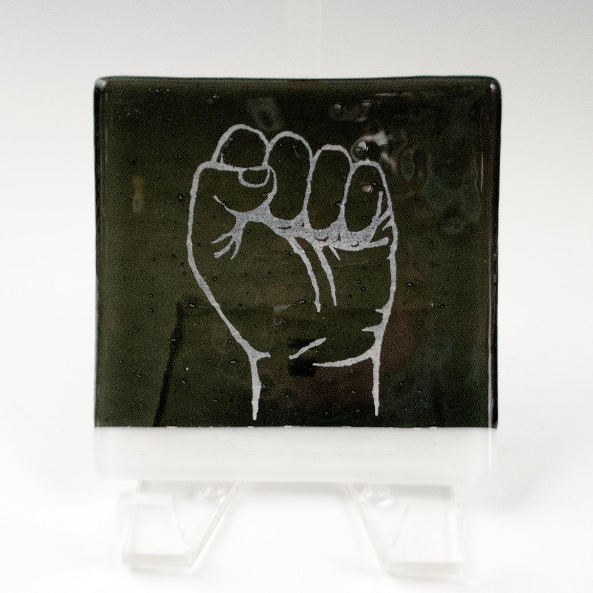 Resist Fist 4.5" Handmade Fused Glass Catch-all Dish