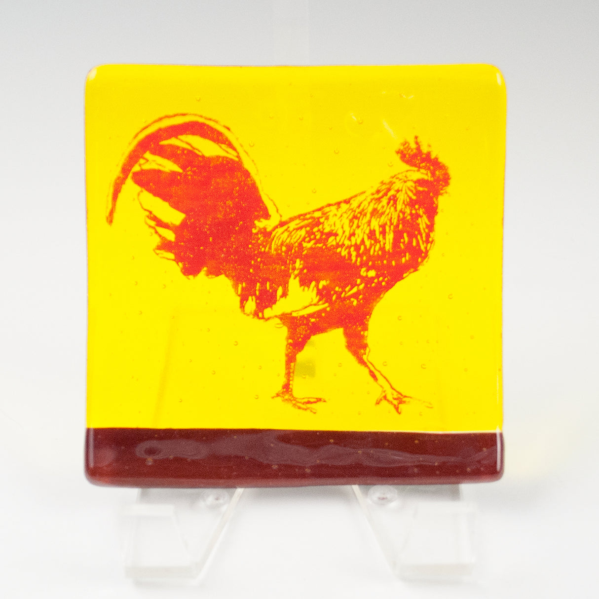 Rooster 4.5" Handmade Fused Glass Catch-all Dish
