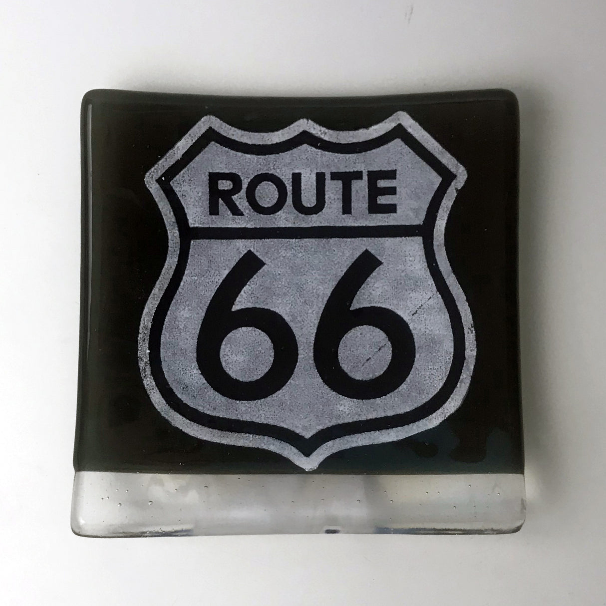Route 66 4.5" Handmade Fused Glass Catch-all Dish