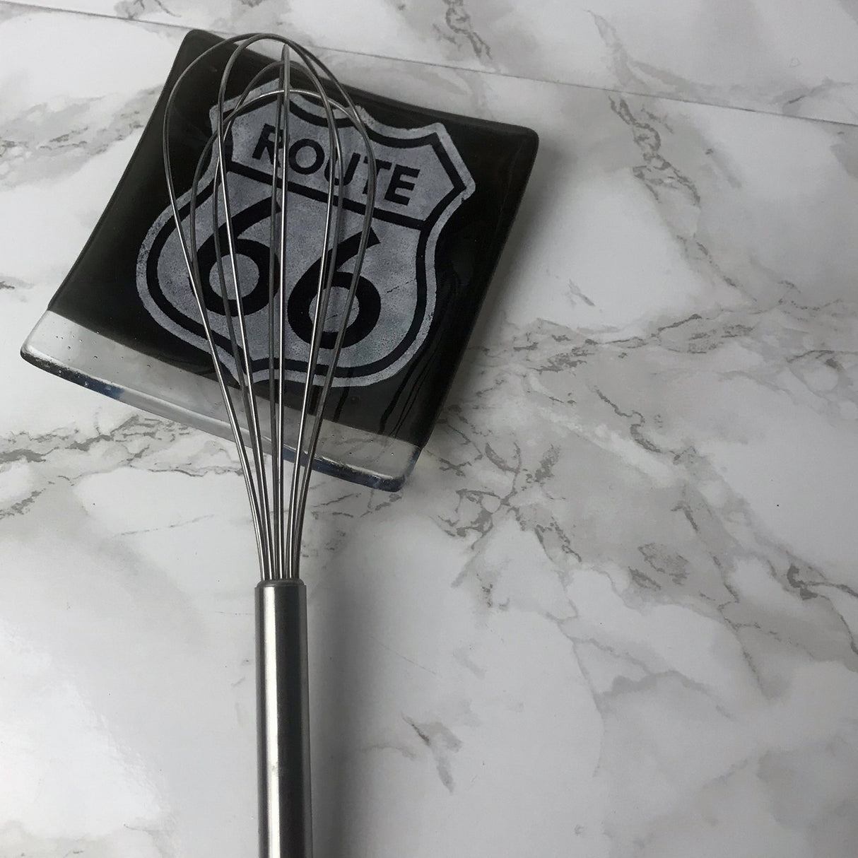 Route 66 4.5" Handmade Fused Glass Catch-all Dish