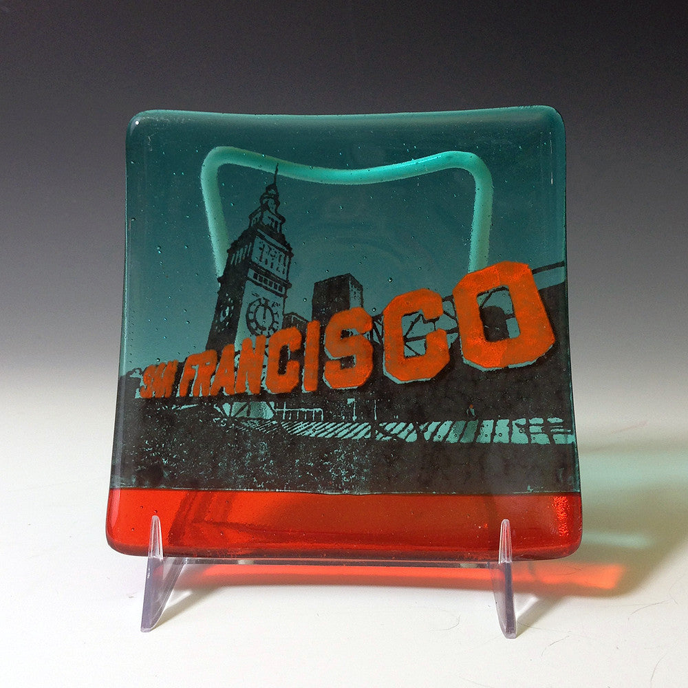 San Francisco Ferry Building 4.5" Handmade Fused Glass Catch-all Dish
