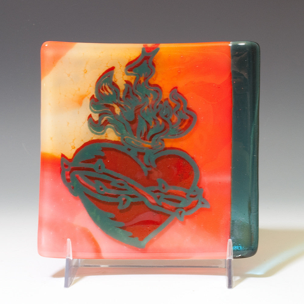 Sacred Heart 4.5" Handmade Fused Glass Catch-all Dish