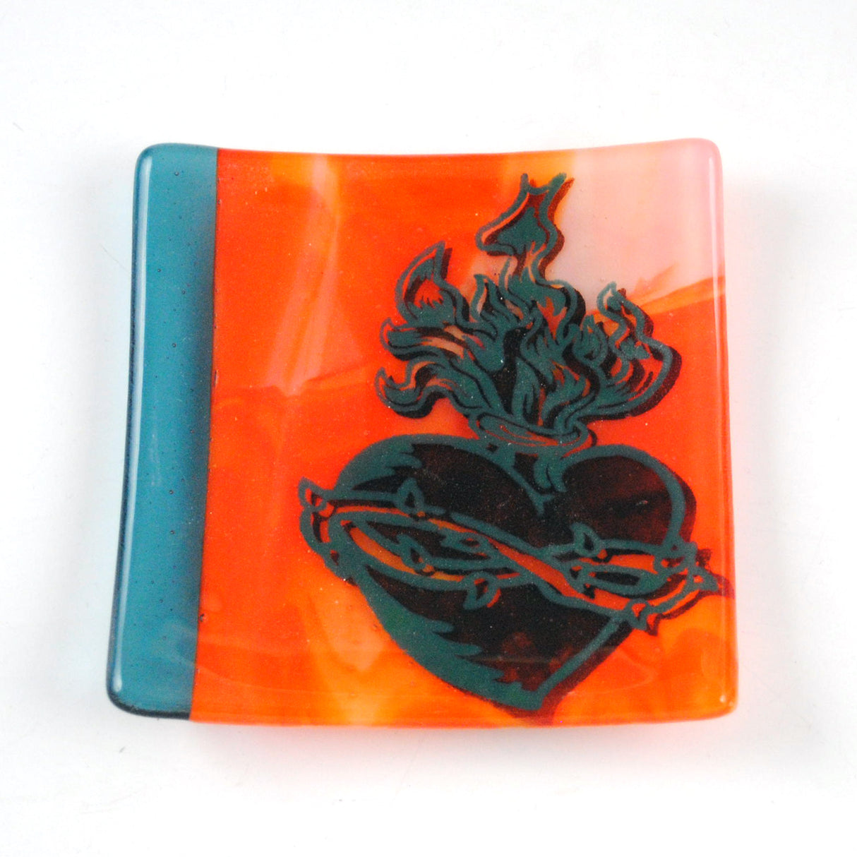 Sacred Heart 4.5" Handmade Fused Glass Catch-all Dish