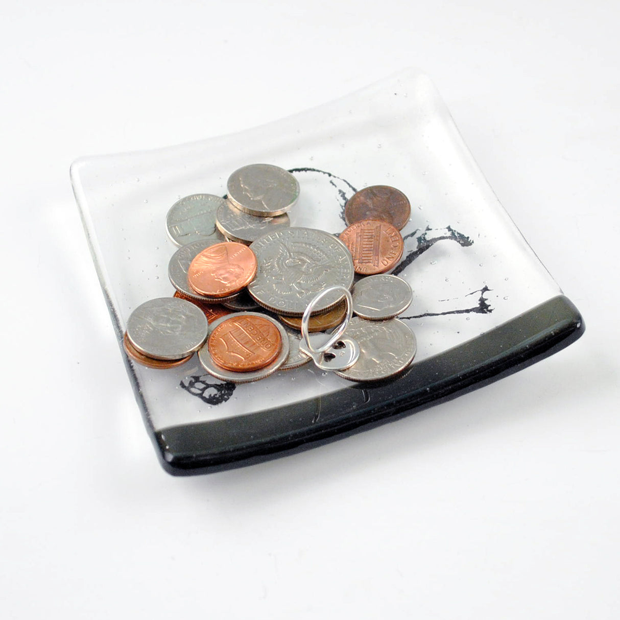 Skull 4.5" Handmade Fused Glass Catch-all Dish