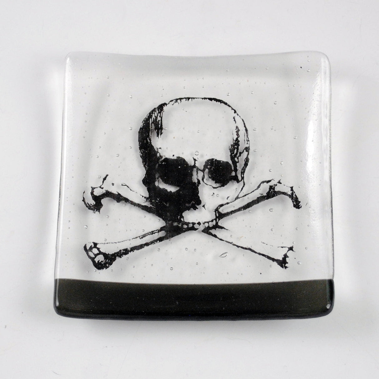 Skull 4.5" Handmade Fused Glass Catch-all Dish