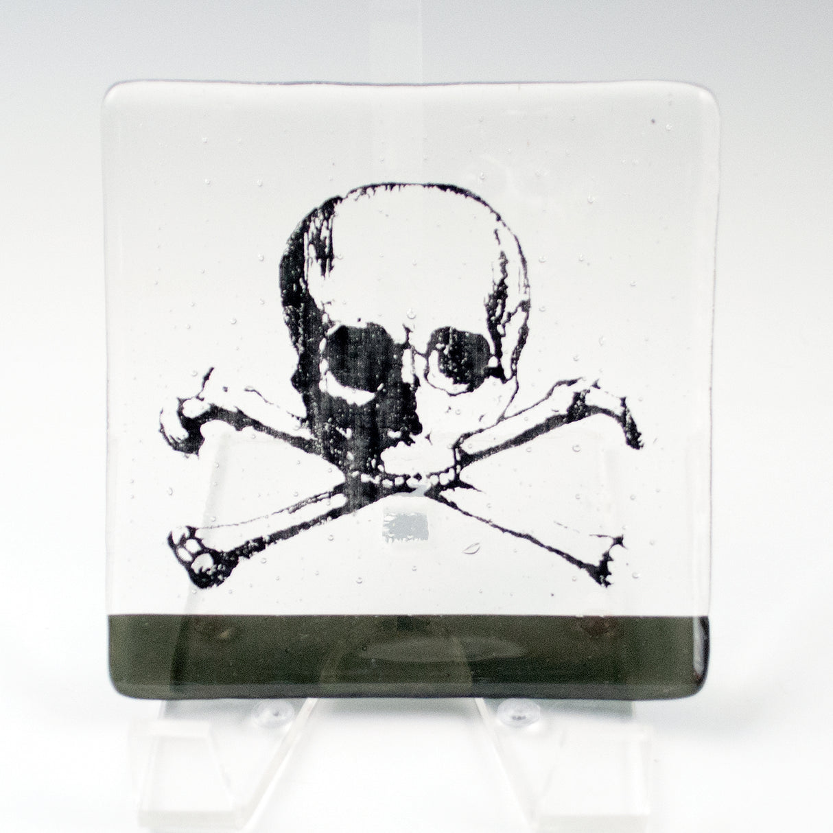 Skull 4.5" Handmade Fused Glass Catch-all Dish