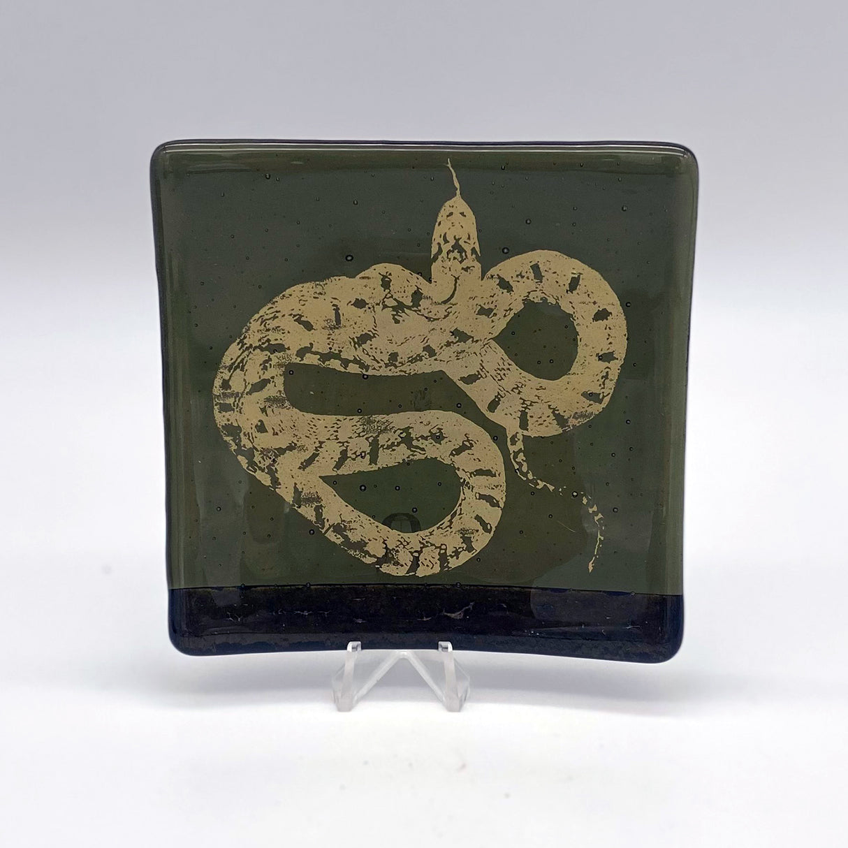 Snake 4.5" Handmade Fused Glass Catch-all Dish