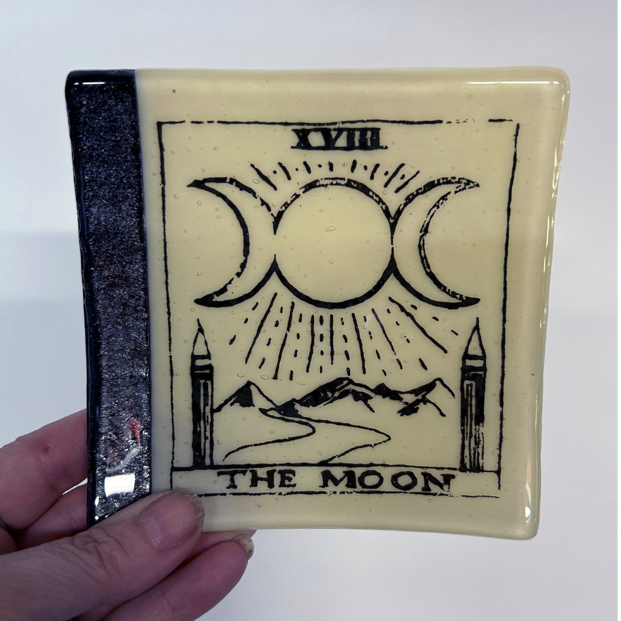 Tarot Card 4.5" Handmade Fused Glass Catch-all Dish