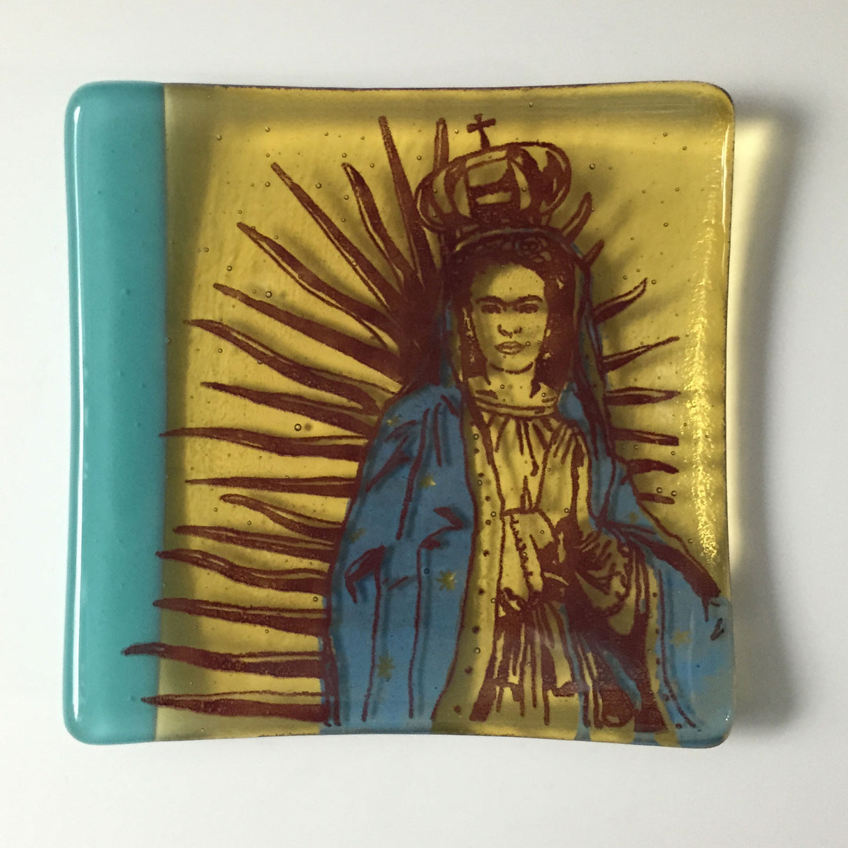 Virgen Frida 4.5" Handmade Fused Glass Catch-all Dish