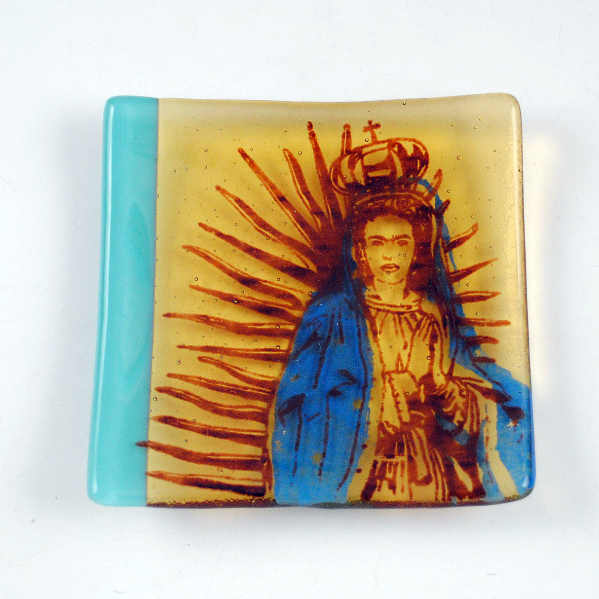 Virgen Frida 4.5" Handmade Fused Glass Catch-all Dish