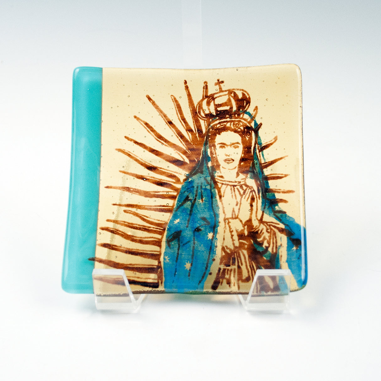 Virgen Frida 4.5" Handmade Fused Glass Catch-all Dish