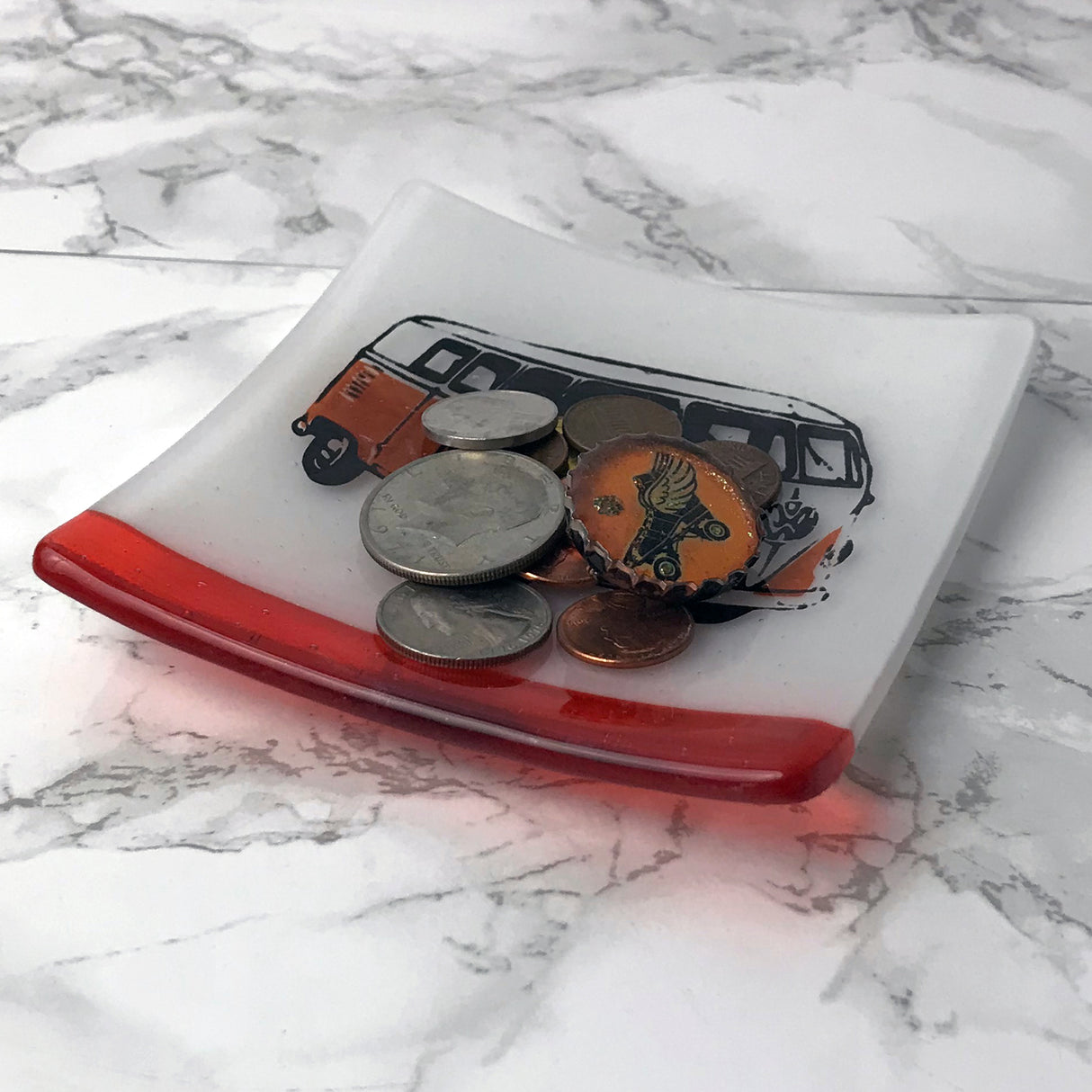 Hippy Van 4.5" Handmade Fused Glass Catch-all Dish