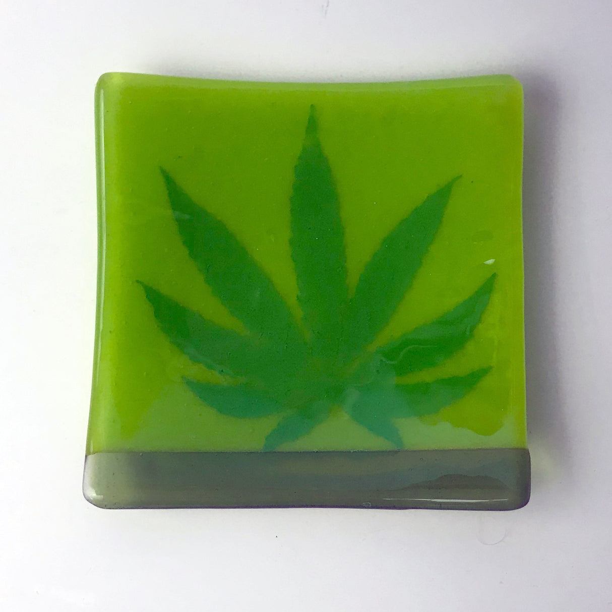 Pot Leaf 4.5" Handmade Fused Glass Catch-all Dish