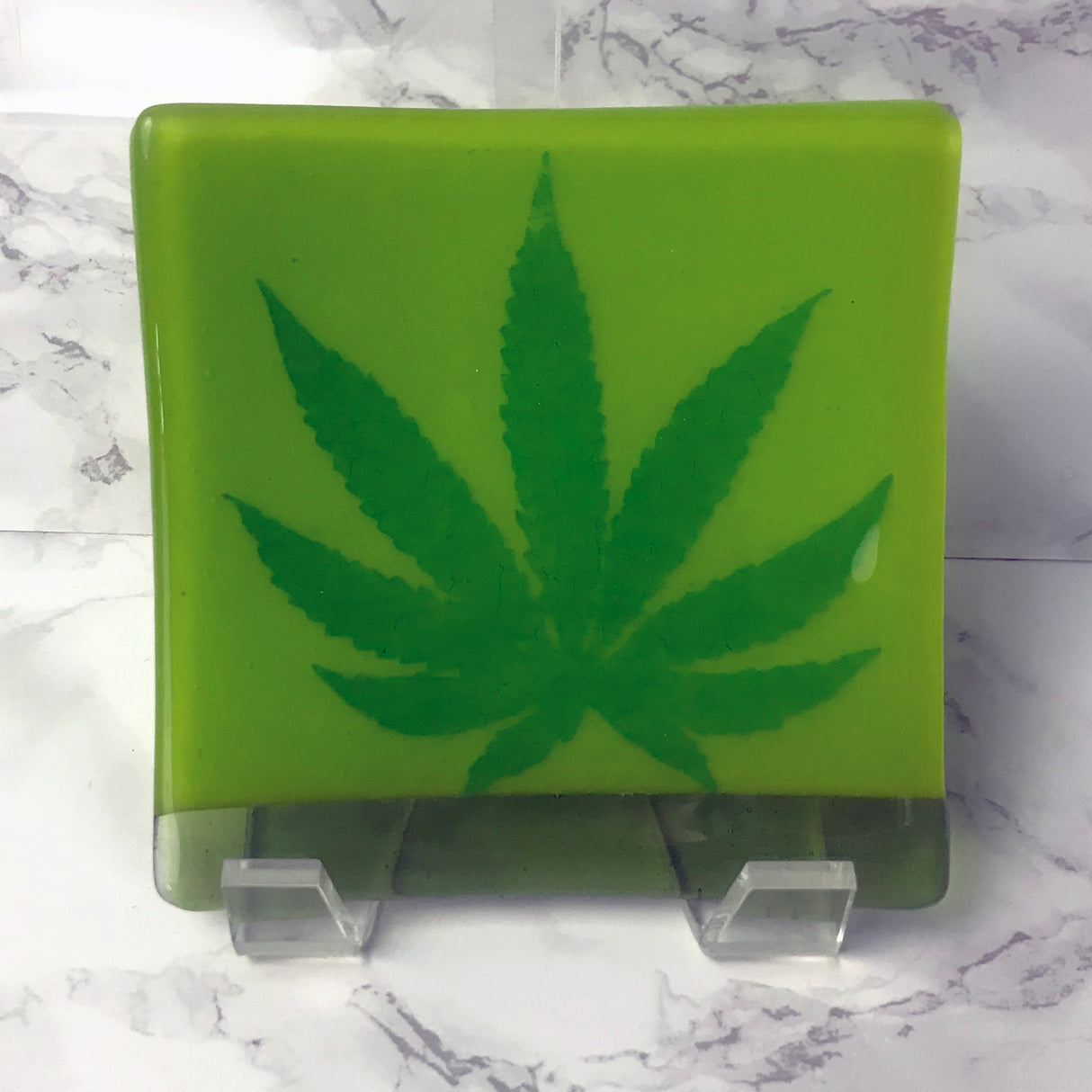 Pot Leaf 4.5" Handmade Fused Glass Catch-all Dish