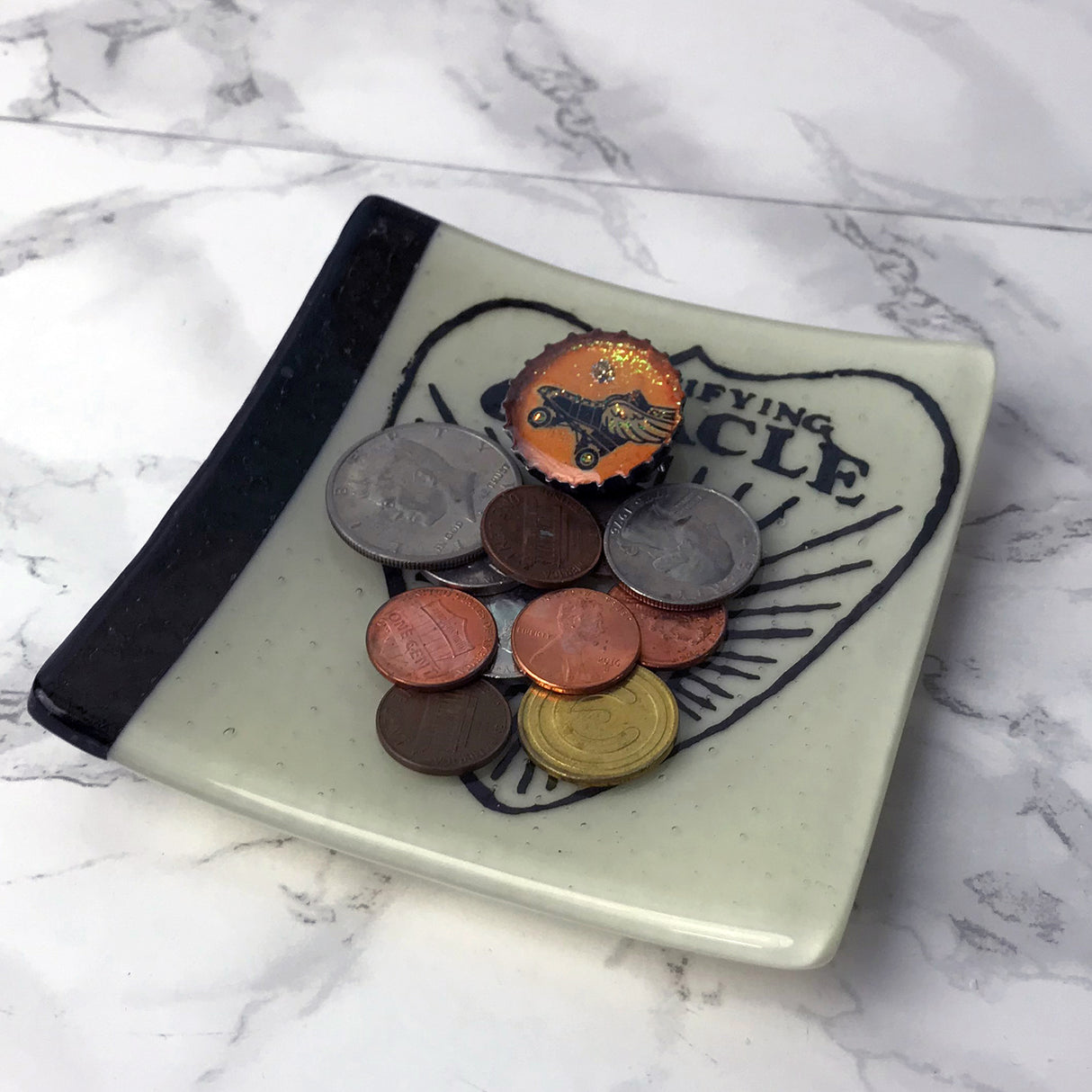 Ouija Planchette 4.5" Handmade Fused Glass Catch-all Dish