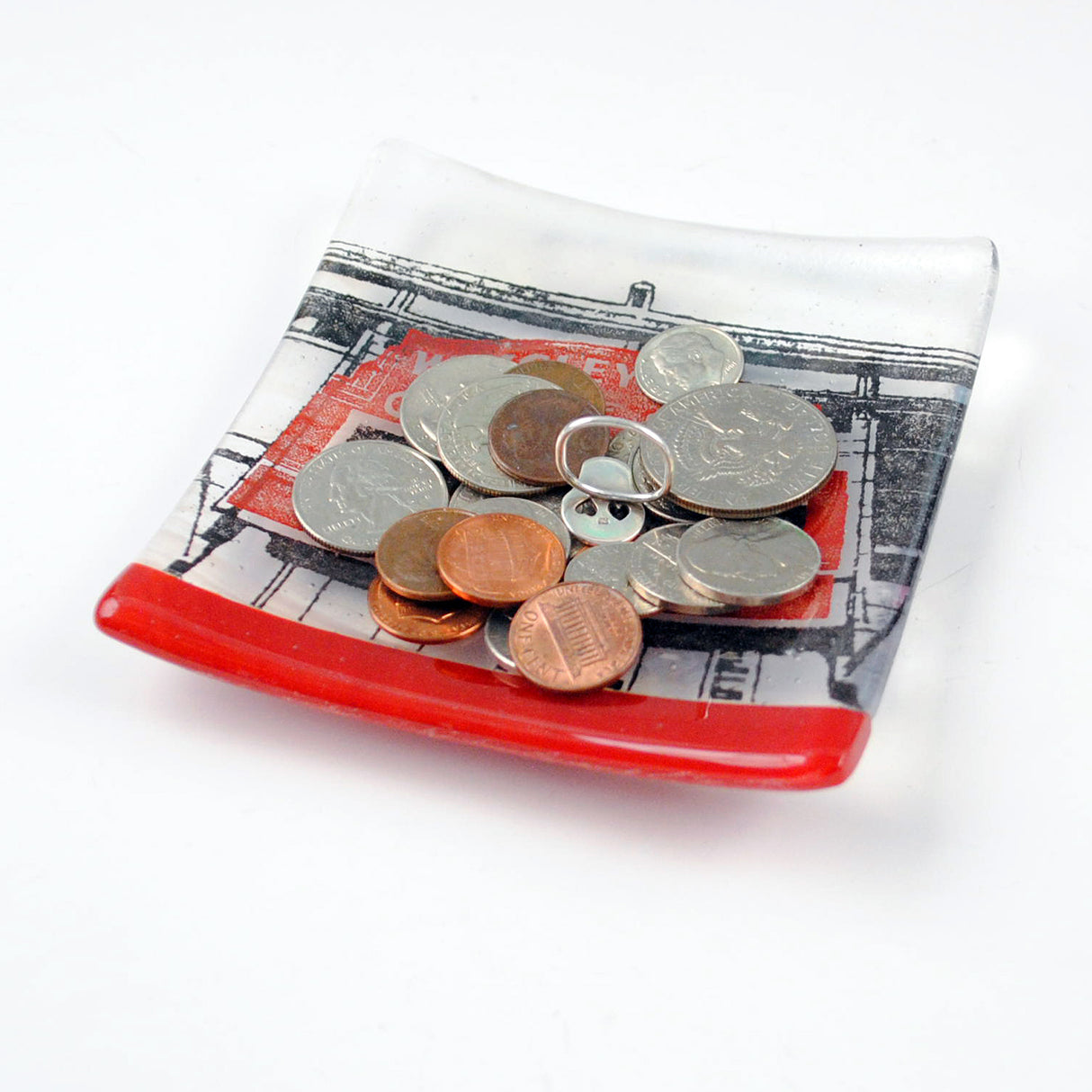 Chicago Wrigley Field 4.5" Handmade Fused Glass Catch-all Dish