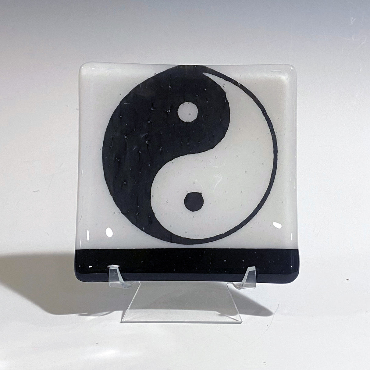 Yin Yang 4.5" Handmade Fused Glass Catch-all Dish