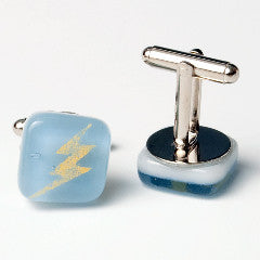 Lightning Bolt Fused Glass Cufflinks