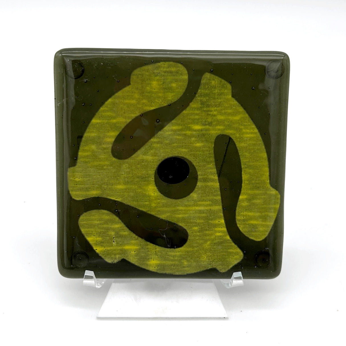45 Record Adapter Fused Glass 4" Single Coaster